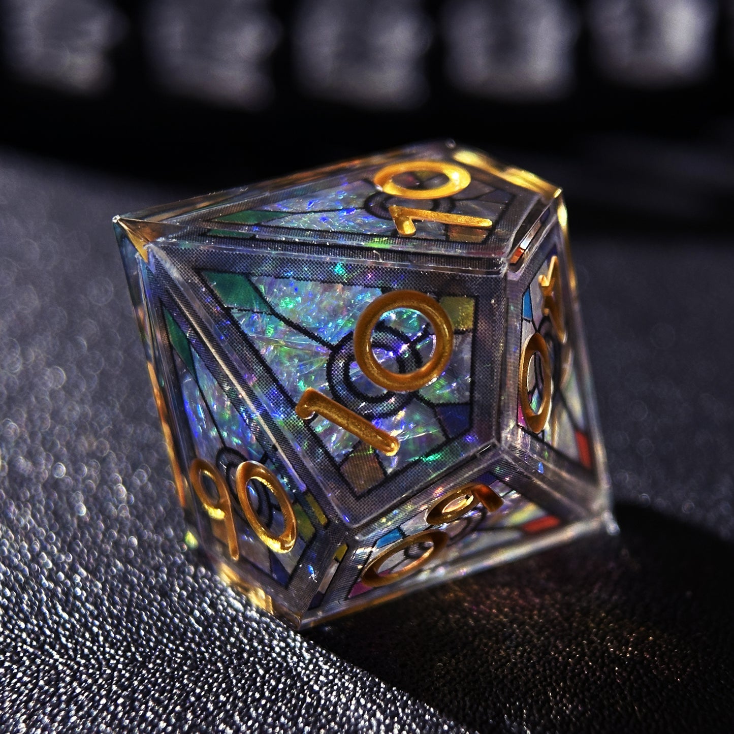 HAOMEJA Double Layered Resin Dice Set 7pcs (Black)