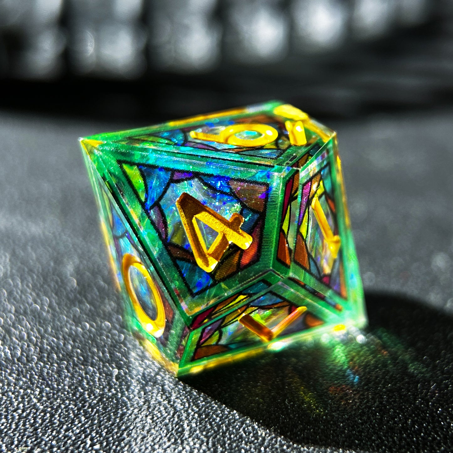 HAOMEJA Double Layered Resin Dice Set 7pcs (Green Cloud)