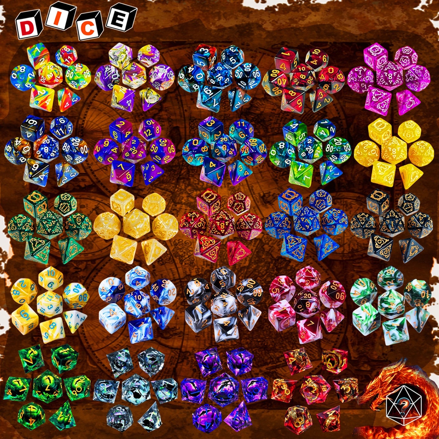 HAOMEJA 9pcs Dice Set/ DND Dice 7pcs+Polyhedral Dice 2pcs/ Apply to D&D  Dungeons and Dragons/ RPG-MTG/ Role Playing Table Game/ Easter/ Halloween/ Christmas  Gifts