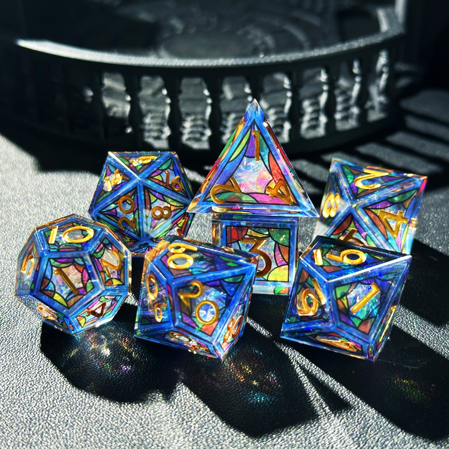 HAOMEJA Double Layered Resin Dice Set 7pcs (Blue Cloud)